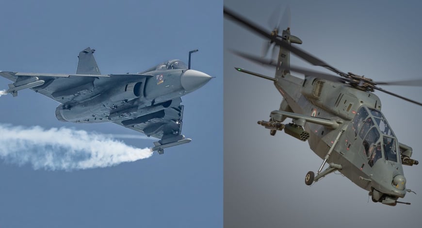 Tejas aircraft and Prachand helicopters